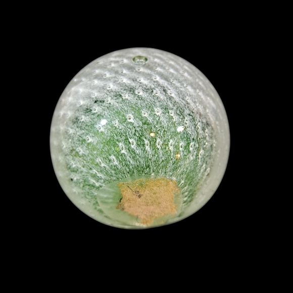 Vintage Green White Swirl Glass Paperweight Round 2 1/2" - Picture 5 of 5